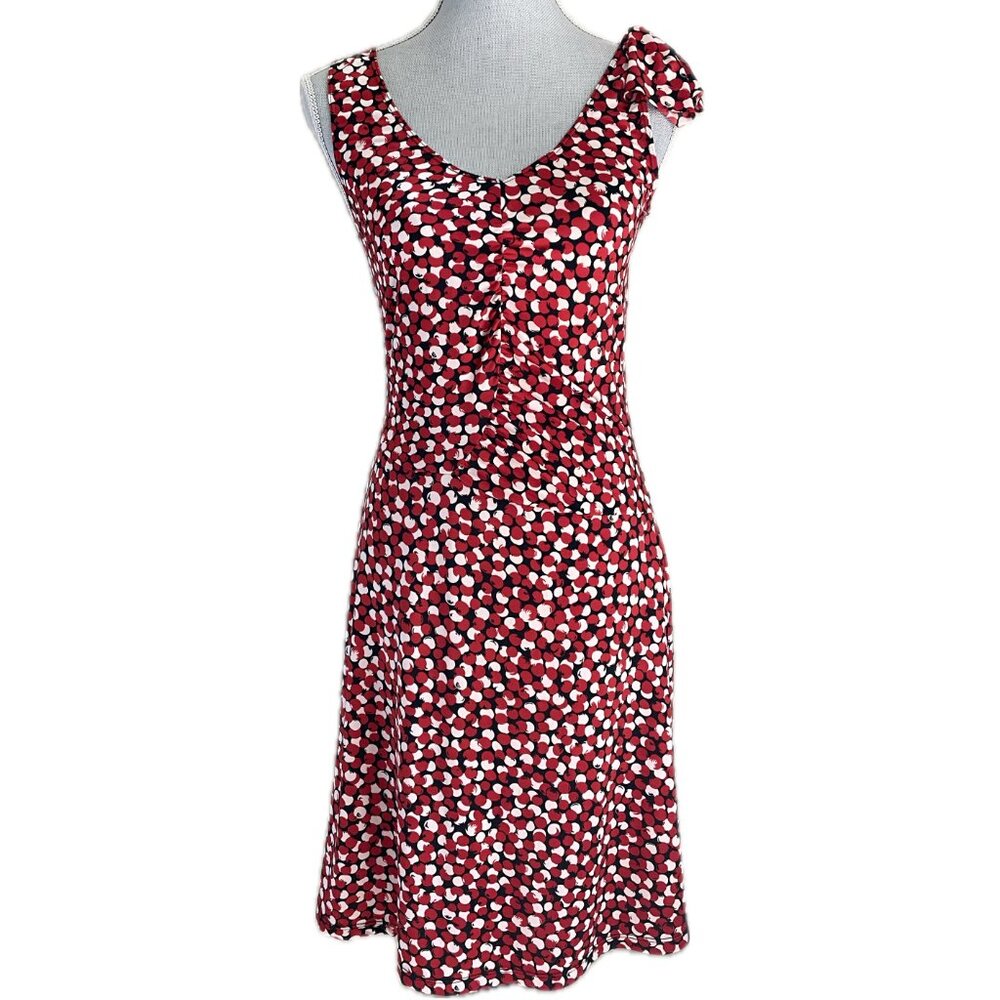 BCBG MAX AZRIA Summer SUndress ruched Italian Summer Red Print (tomatoes?) MED